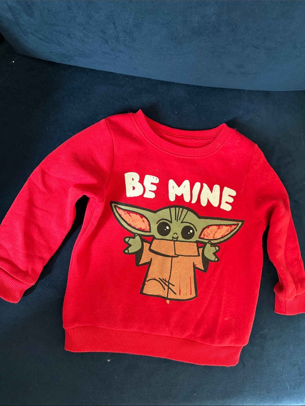 Star Wars Red Kids Sweatshirt with Baby Yoda 'Be Mine' Graphic